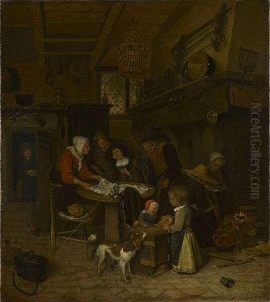 A Scene in a Peasant Kitchen with a Servant Laying the Cloth - view 1