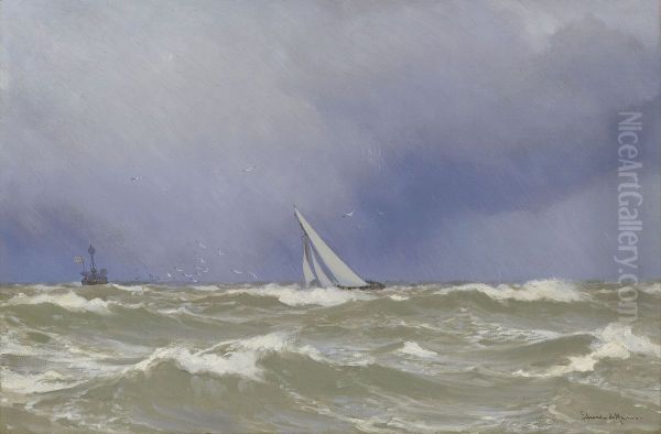 'Britannia' in a Squall in the Solent - view 1
