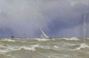 'Britannia' in a Squall in the Solent by Eduardo de Martino
