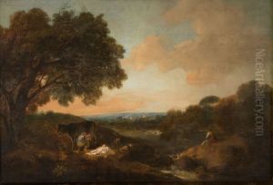 Landscape with a Sleeping Child and a Woman Milking a Cow Landscape with a Sleeping Child and a Woman Milking a Cow