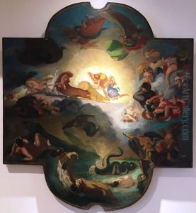 Copie du plafond de Delacroix decorant la galerie d'Apollon au Louvre by unknown