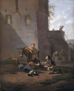 A Muleteer and two Men playing the Game of Morra