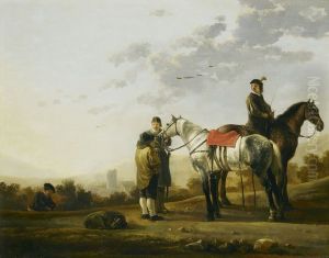 Two Cavalry Troopers Talking to a Peasant