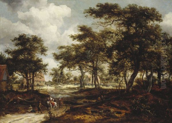 Wooded Landscape with Travellers and Beggars on a Road - view 1