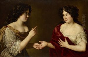 Hortense Mancini, Duchesse de Mazarin (1646-99) and her sister, Marie Mancini (1639-1715) by Jacob Ferdinand Voet