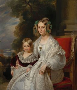 Louise, Queen of the Belgians with Leopold, Duke of Brabant, later Leopold II, King of the Belgians by Franz Xavier Winterhalter