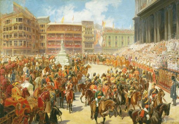 Queen Victoria arriving at St Paul's Cathedral on the occasion of the Diamond Jubilee Thanksgiving Service, 22 June 1897 - view 1