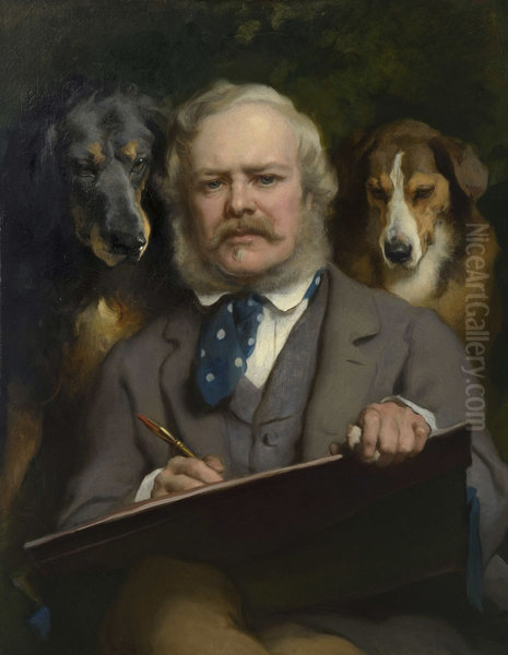 Portrait of the Artist with two Dogs - view 1