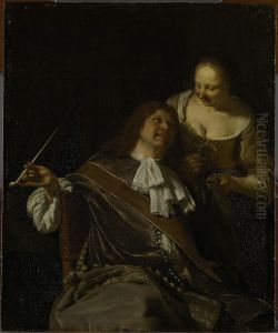 A Man Smoking, and a Woman