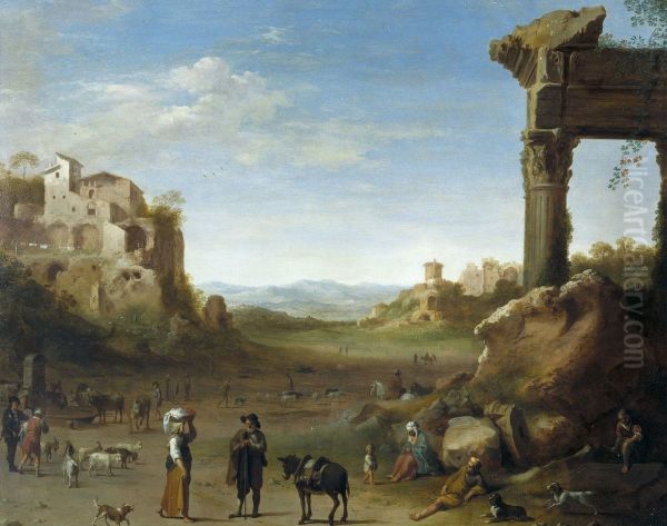 Shepherds with their Flocks in a Landscape with Roman Ruins - view 1