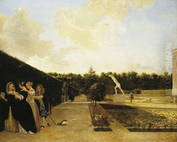 three Ladies surprised by a Gentleman - view 1