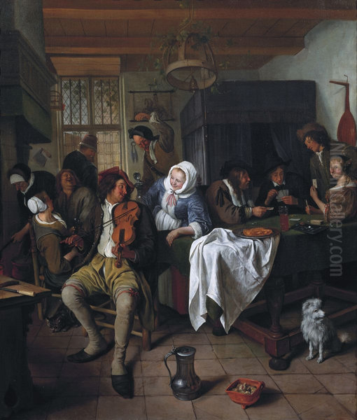 Interior of a Tavern, with Cardplayers and a Violin Player - view 1
