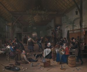 Merrymaking in a Tavern with a Couple dancing by Jan Steen