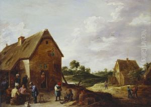 Peasants Outside and Inn by David Teniers the Younger
