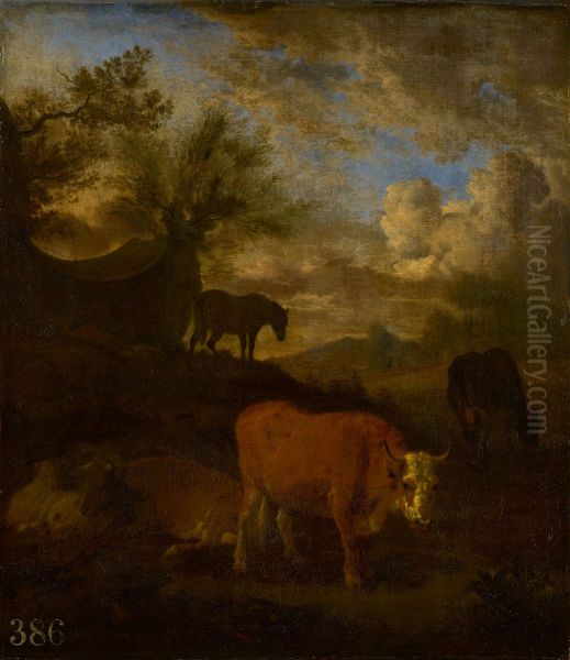 Cattle, a Horse and a Sleeping Herdsman - view 1