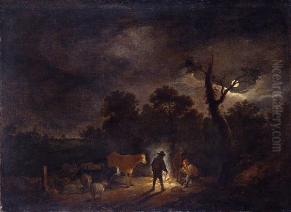Shepherds with their Flocks by Night - view 1