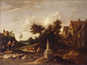 Shepherds with their Flocks Approaching a Tavern
