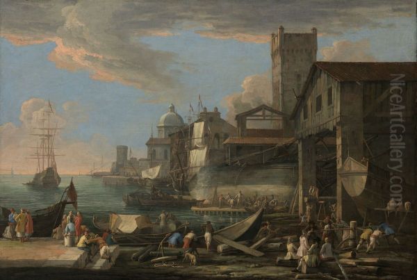 A Capriccio View with a Shipyard - view 1