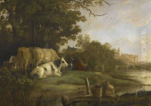 Cows in a Pasture beside a River before the Ruins of the Abbey of Rijnsburg by Aelbert Cuyp