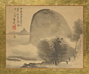 A Small Grove of Trees before a Rounded Hill at the Shore by Tani Buncho
