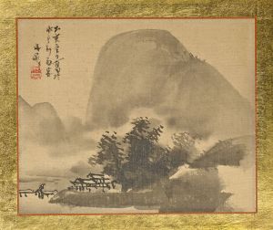 A House next to a Small Grove at the Shore in the Mist