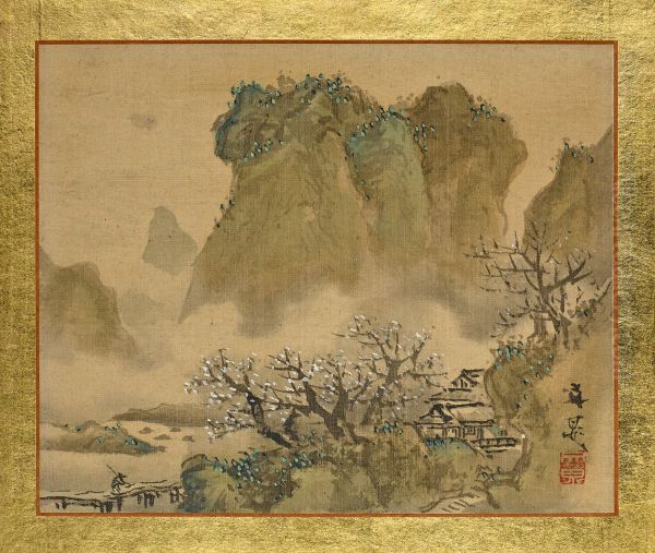 A Country House in a Valley with a Blossoming Plum Tree - view 1