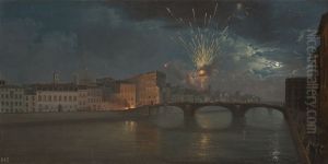 A view of the Arno in Florence by night by Thomas Patch