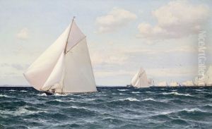 The Yachts 'Britannia' and 'Ailsa' off the Needles, Isle of Wight by Eduardo de Martino
