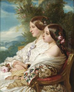 Queen Victoria and Victoire, Duchesse de Nemours by Franz Xavier Winterhalter
