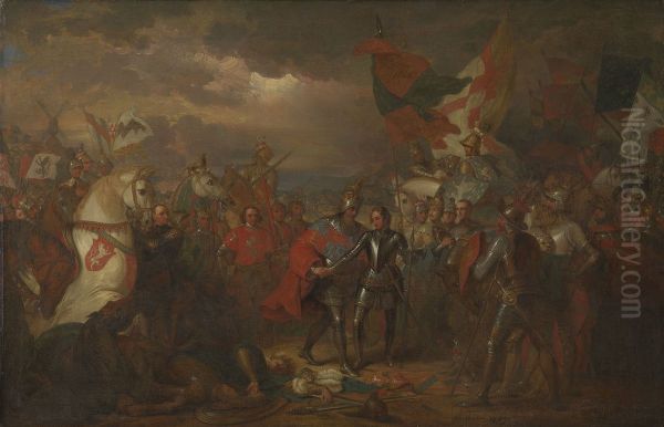 Edward III (1312-1377) with the Black Prince (1330-1376) after the Battle of Crecy (1346) - view 1