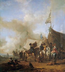 Cavalry at a Sutler's Booth by Philips Wouwerman