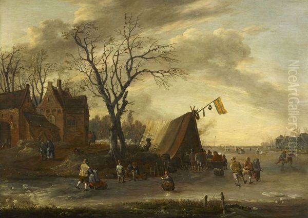 A Winter Scene with a Fair on the Ice - view 1