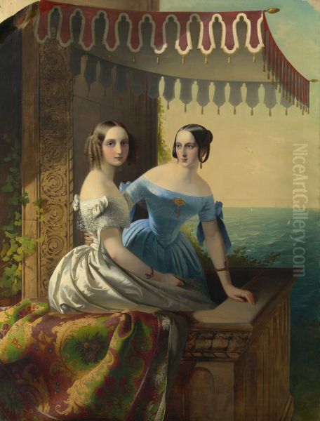 The Grand Duchesses Maria (1819-1876), afterwards Princess of Leuchtenberg, and Olga (1822-1892), afterwards Queen of Wurtemberg, daughters of Nicholas I, Emperor of Russia - view 1