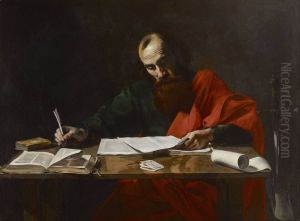 Lvi,"Phaoloviet cac thu tin"label QS:Len,"Saint Paul Writing His Epistles" by Valentin De Boulogne