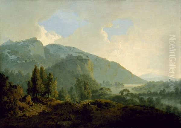 Italian Landscape with Mountains and a River - view 1