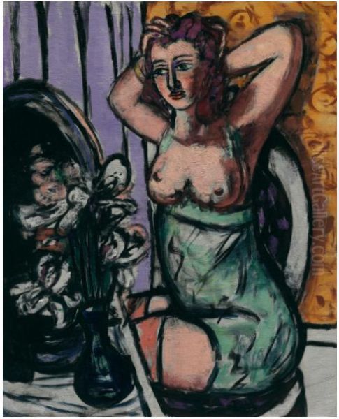 Woman with Mirror and Orchids - view 1
