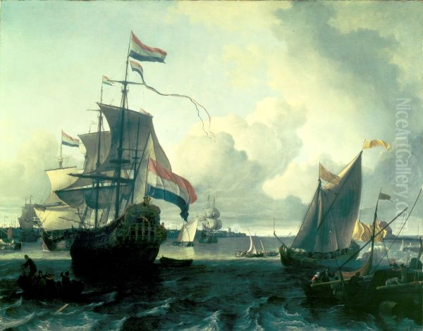 The Dutch Man-of-War "De Gouden Leeuw" on the River Y near Amsterdam - view 1