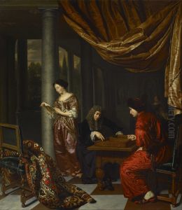 Interior with Figures Playing Tric-trac by Frans van Mieris