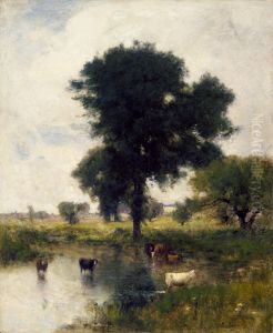 Cattle in Pool (A Summer Landscape) by George Inness