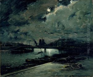 Quai a la Seine, Paris, au Clair de Lune by Frank Myers Boggs