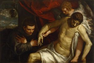 The Dead Christ Supported by an Angel and Adored by a Franciscan by Paolo Veronese (Caliari)
