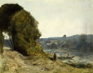 The Departure of the Boatman by Jean-Baptiste Camille Corot
