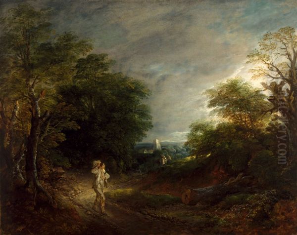 Wooded Landscape with a Woodcutter - view 1