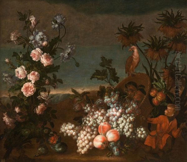 Still Life with Monkey, Flowers and Fruit - view 1