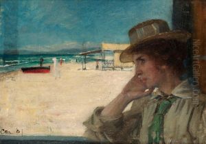 Ung Kvinna Pa Stranden by Gustaf Olaf Cederstrom