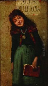 A Pair Of Portraits, Girl And Boy by Cipriano Cei