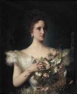 "ritratto Di Signora Con Fiori" Firenze 1898 by Cipriano Cei