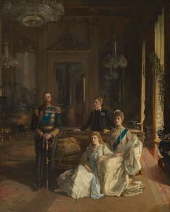 The Royal Family at Buckingham Palace, 1913 (King George V; Princess Mary, Countess of Harewood; Edward, Duke of Windsor; Queen Mary) by John Lavery
