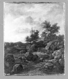 Rocky Landscape with Waterfall by Jacob Van Ruisdael