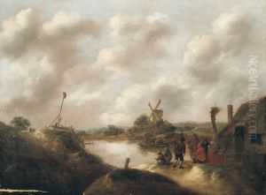 Landschap met boeren aan een rivieroever Landschap met boeren aan een rivieroever